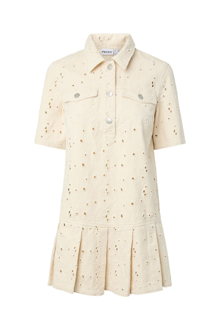Pieces - Pcella 2/4 Short Dress - 5106604 Ecru Embroidery