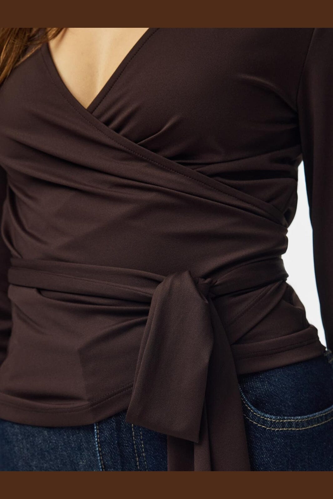 Pieces - Pcester Ls Wrap Top Mwa - 5105367 Chocolate Plum