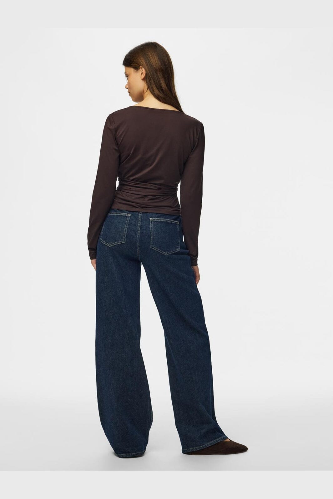 Pieces - Pcester Ls Wrap Top Mwa - 5105367 Chocolate Plum