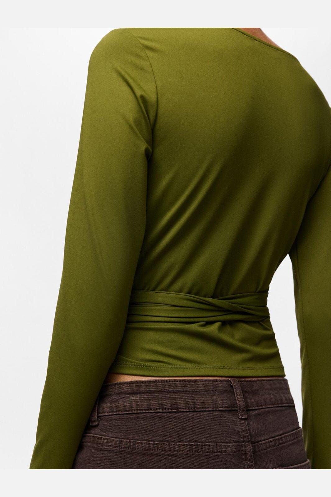 Pieces - Pcester Ls Wrap Top Mwa - 5105368 Sphagnum