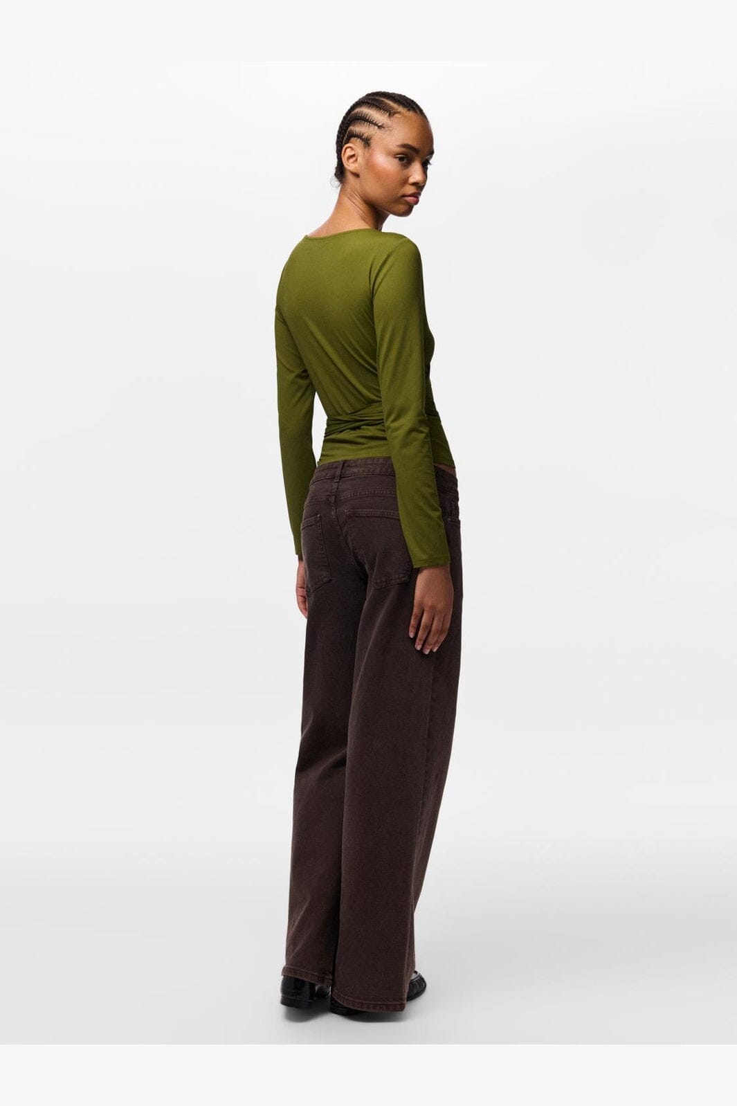 Pieces - Pcester Ls Wrap Top Mwa - 5105368 Sphagnum