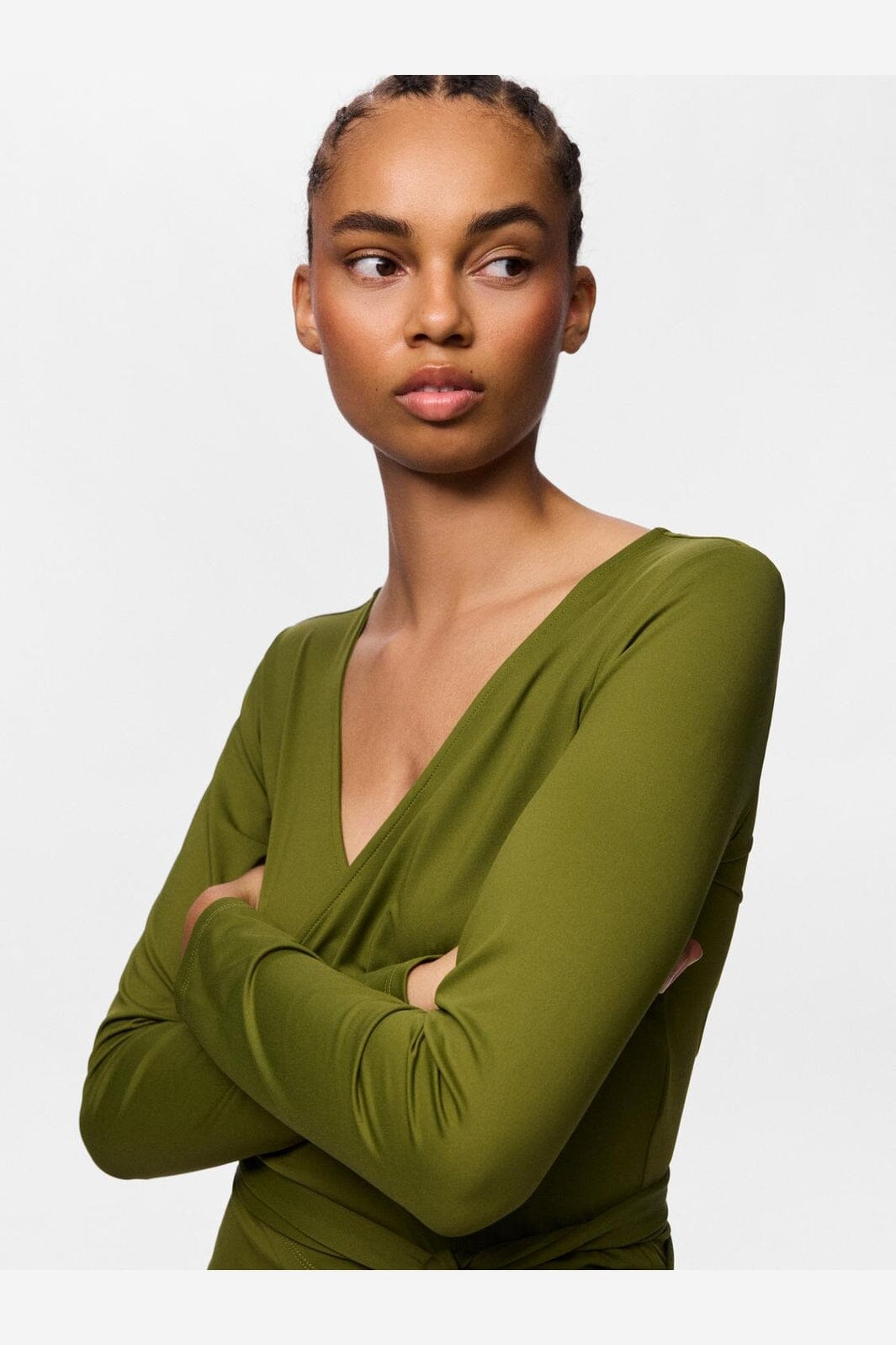 Pieces - Pcester Ls Wrap Top Mwa - 5105368 Sphagnum