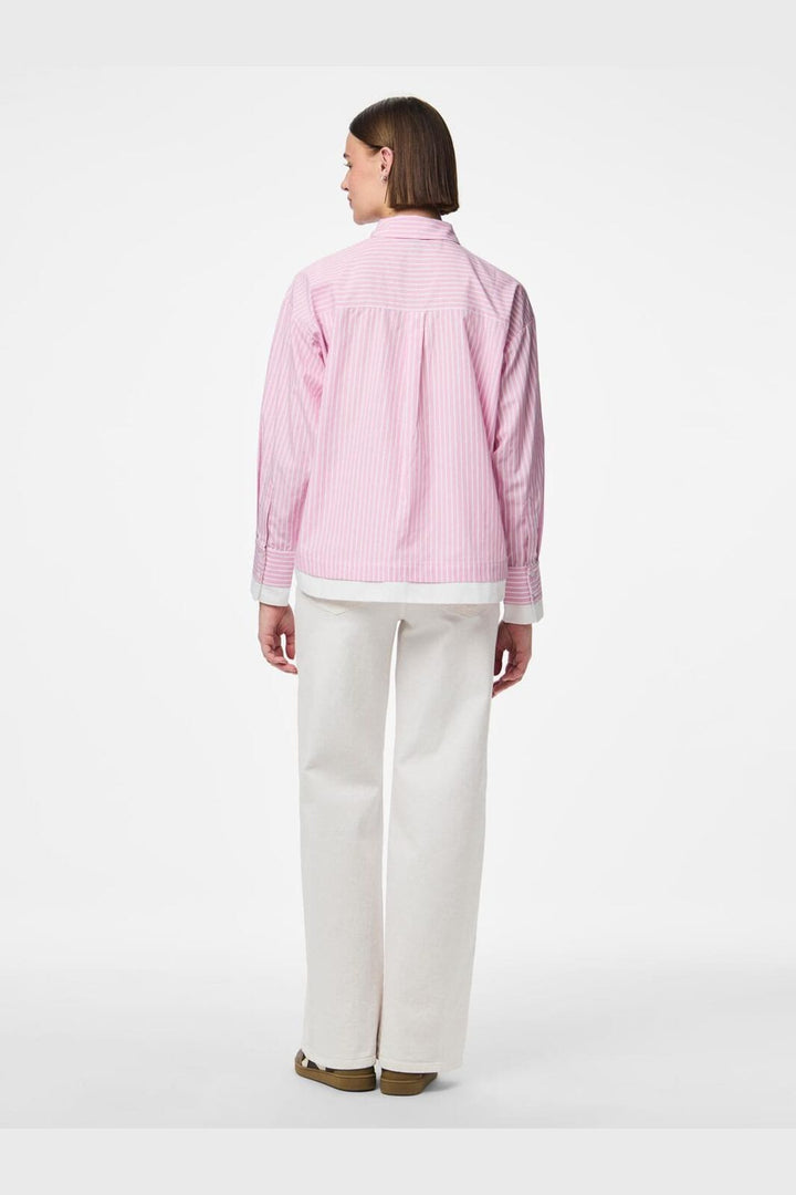Pieces - Pcfamma Ls Loose Shirt Fsy - 4912392 Pink Tulle White/Pink Stripes