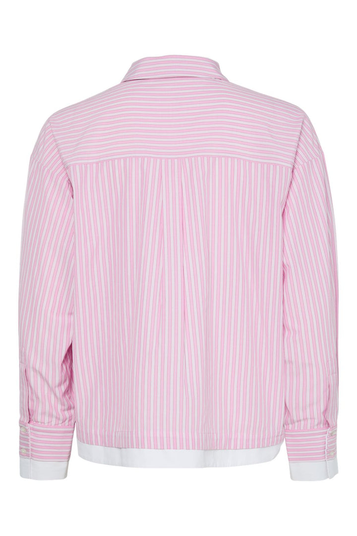 Pieces - Pcfamma Ls Loose Shirt Fsy - 4912392 Pink Tulle White/Pink Stripes