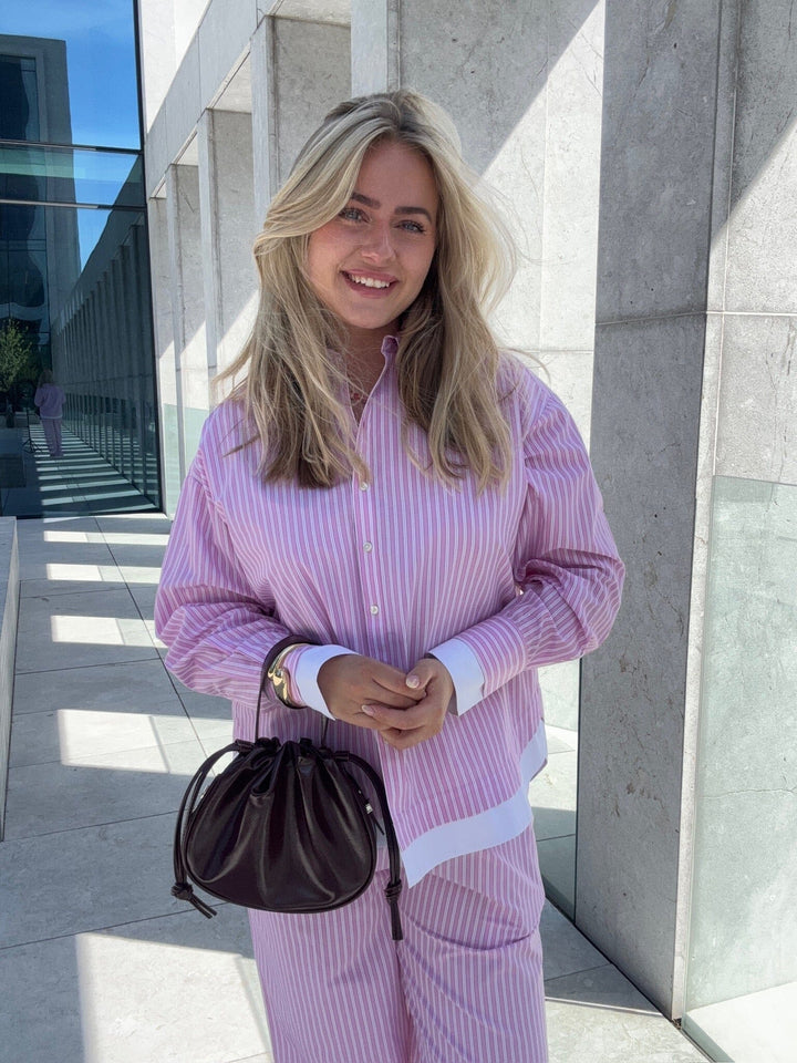 Pieces - Pcfamma Ls Loose Shirt Fsy - 4912392 Pink Tulle White/Pink Stripes Skjorter 