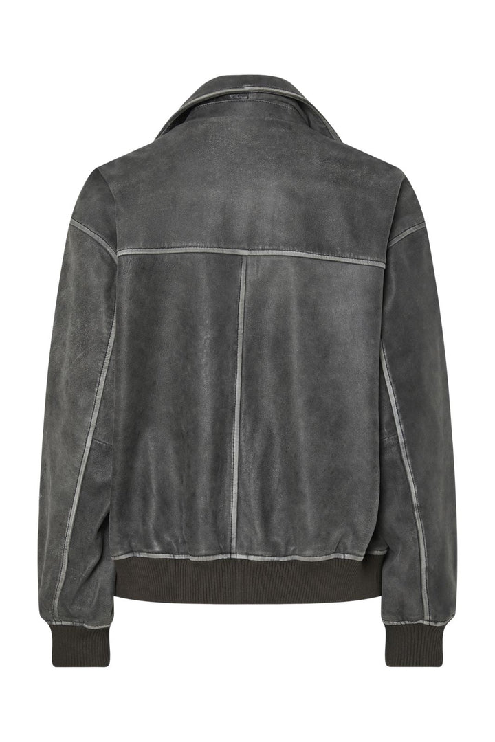 Pieces - Pcfemma Ls Bomber Leather Jacket 17160644 - 4848835 - Concrete Grey
