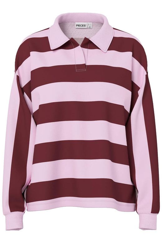 Pieces - Pcfilucca Ls Loose Polo Shirt - 5080296 Tawny Port Pink Tulle Skjorter 