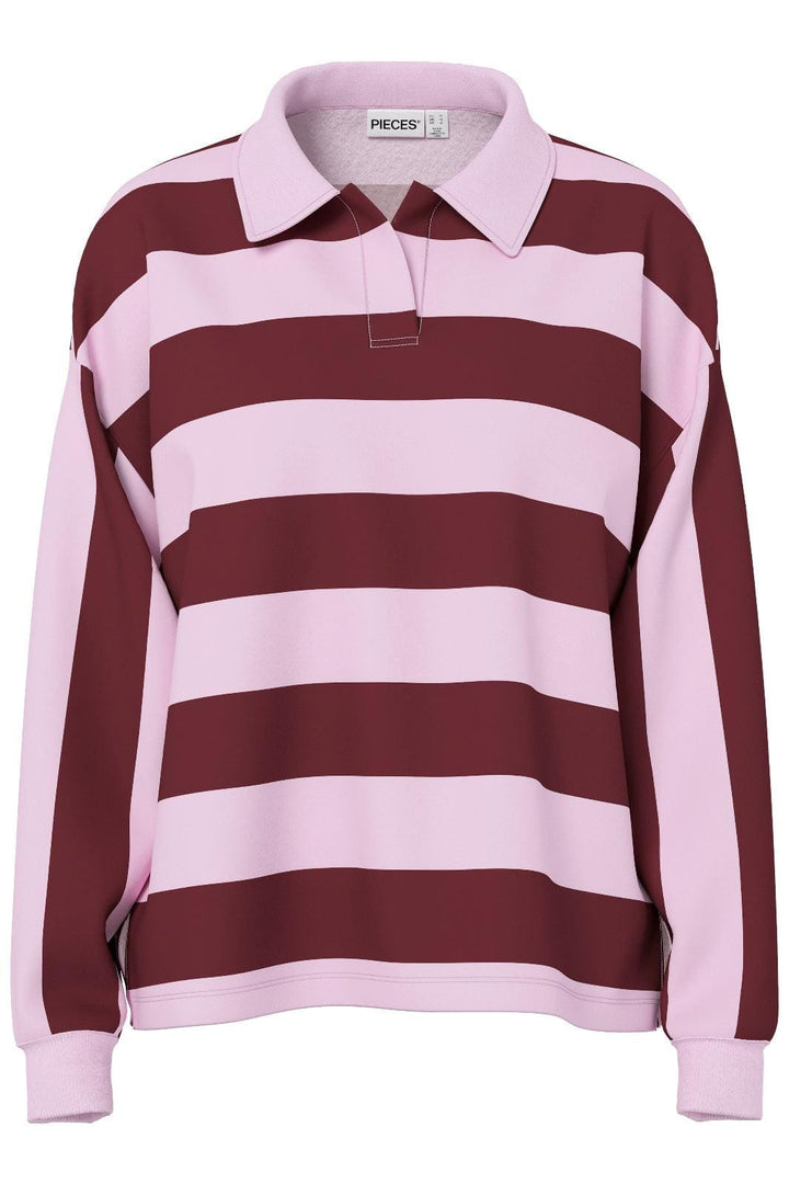 Pieces - Pcfilucca Ls Loose Polo Shirt - 5080296 Tawny Port Pink Tulle Skjorter 