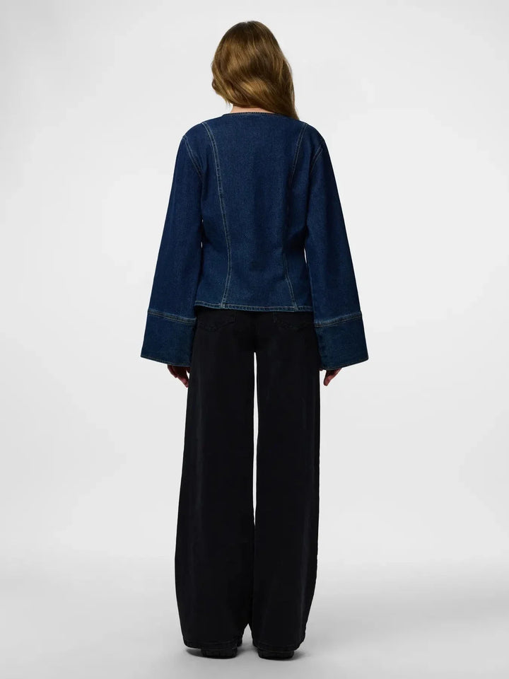 Pieces - Pcflora Ls Denim Shirt - 4930956 Dark Blue Denim Skjorter 