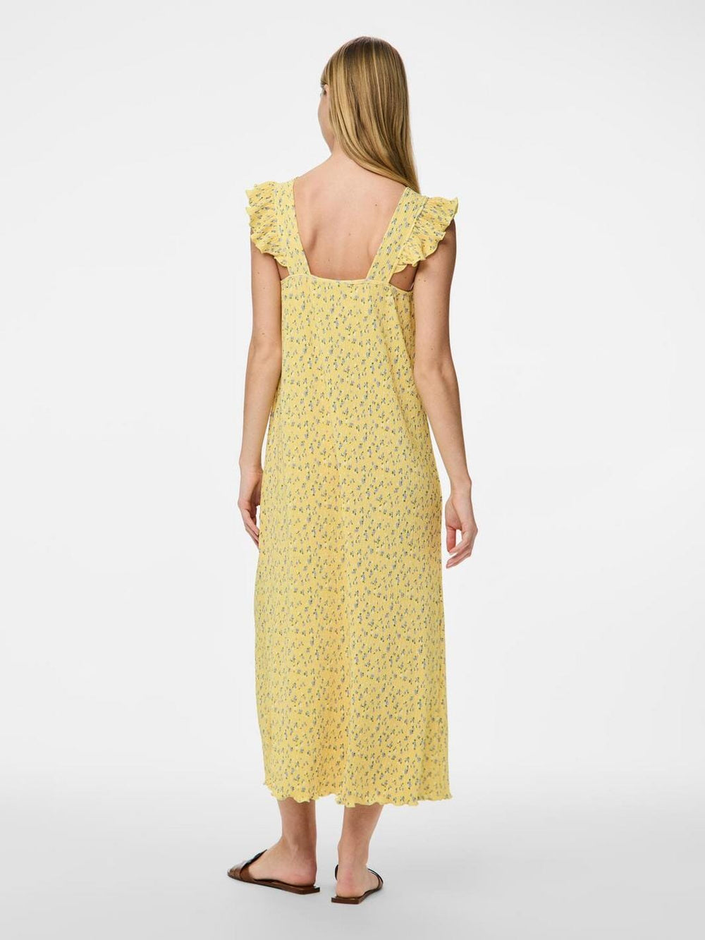 Pieces - Pcflora Strap Flounce Dress - 4699183 Pale Banana Small Flower