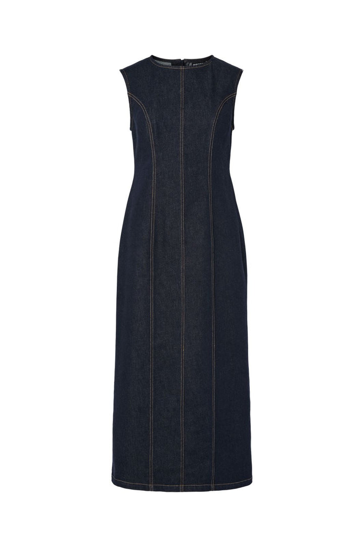Pieces - Pcfranna Sl Long Denim Dress - 5091121 Dark Blue Denim Rinse