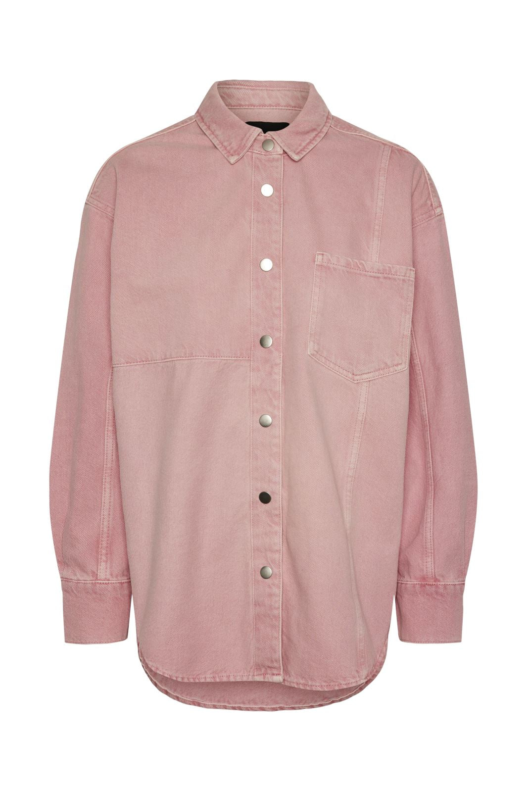 Pieces - Pcfria Ls Denim Shirt - 4584197 Candy Pink Washed