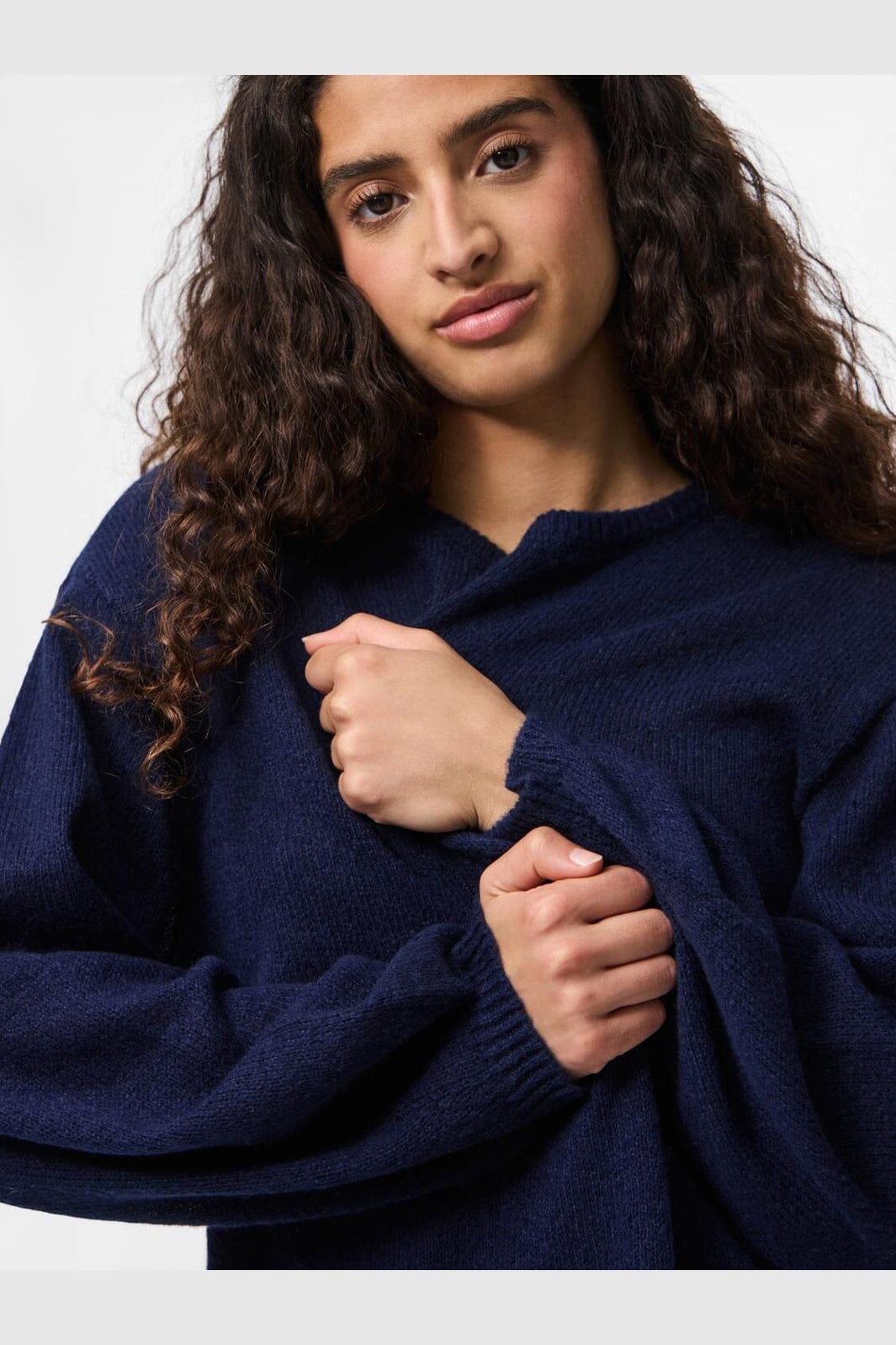 Pieces - Pcida Ls O-Neck Knit - 4805045 Maritime Blue