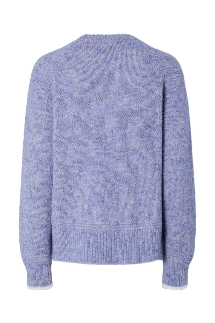 Pieces - Pcivy Ls O-Neck Contrast Knit - 4802856 Baby Lavender White Contrast