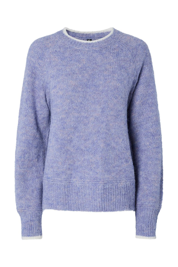 Pieces - Pcivy Ls O-Neck Contrast Knit - 4802856 Baby Lavender White Contrast