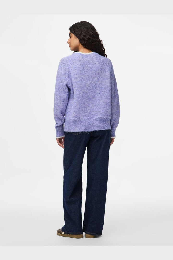 Pieces - Pcivy Ls O-Neck Contrast Knit - 4802856 Baby Lavender White Contrast