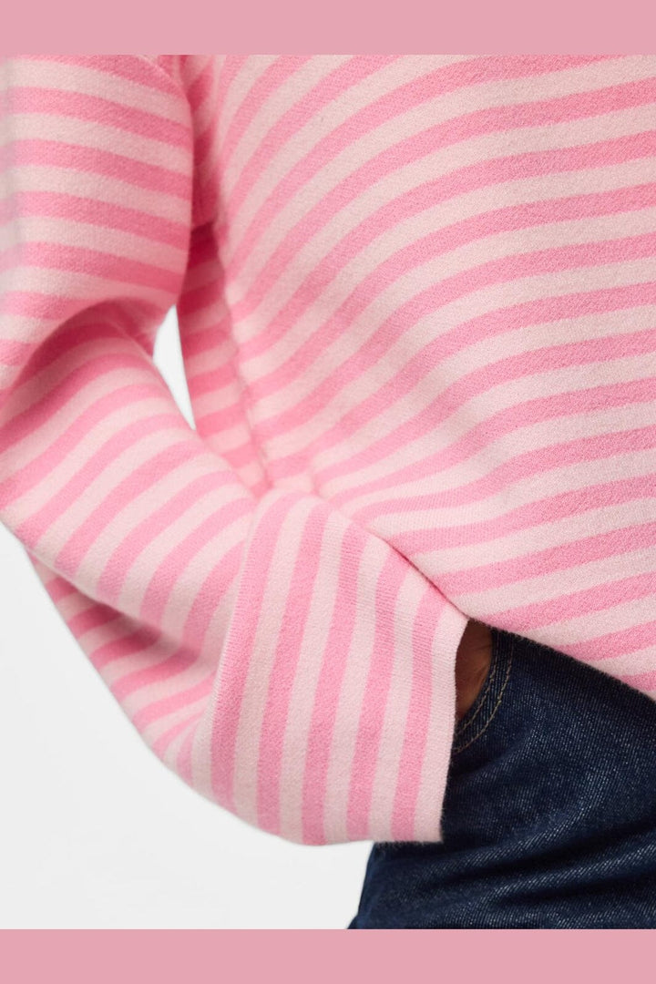 Pieces - Pcjassy Ls O-Neck Knit - 5180754 Roseate Spoonbill Sea Pink - Hot Pink Neckline
