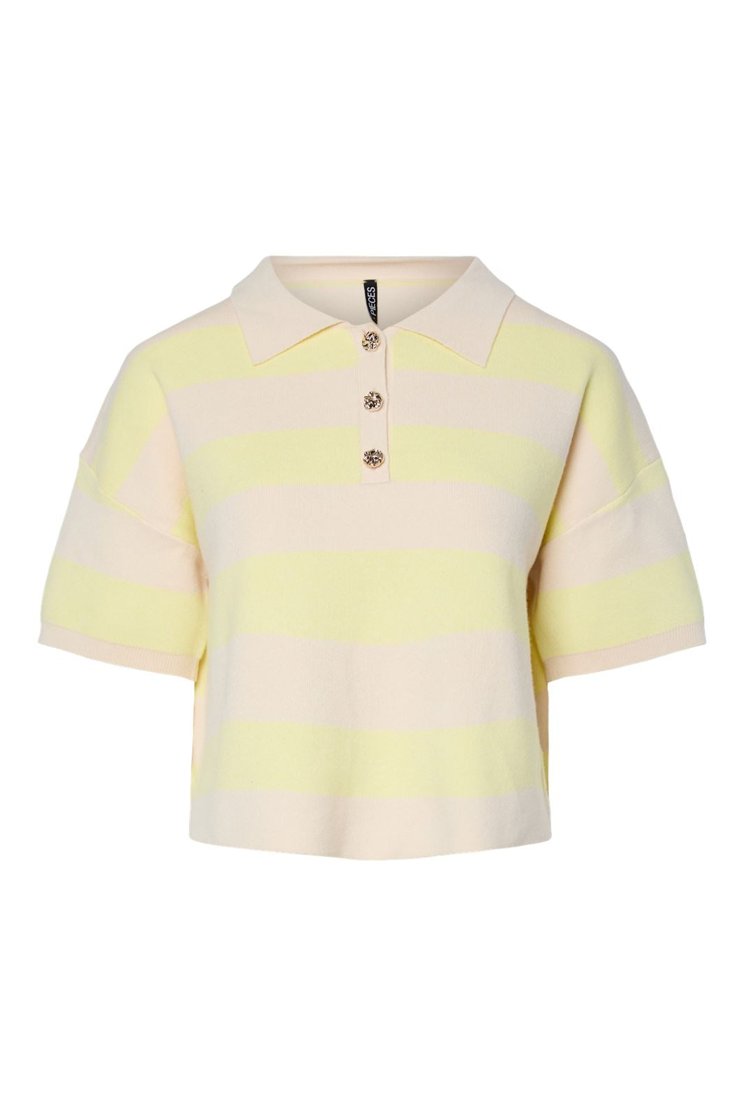 Pieces - Pcjassy Ss Short Polo Knit Fsy - 4884099 French Vanilla Coconut Milk