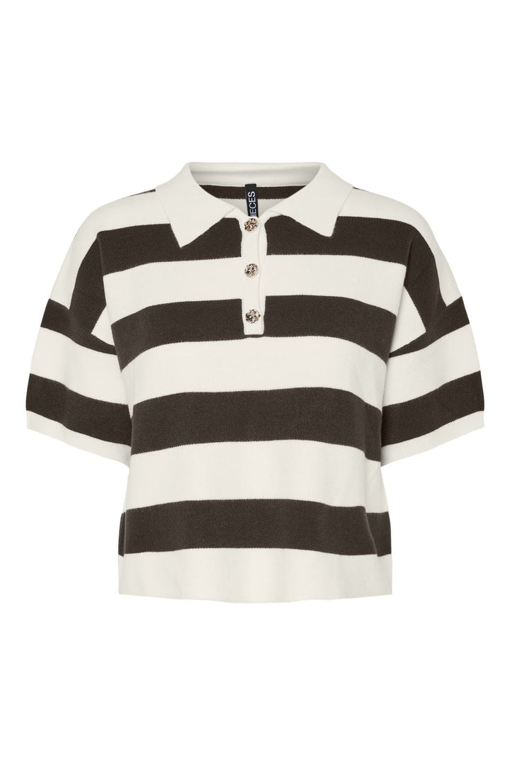 Pieces - Pcjassy Ss Short Polo Knit Fsy - 4884100 Delicioso Coconut Milk