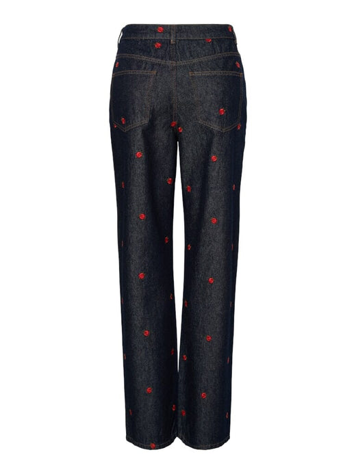 Pieces - Pcjava Straight Jeans - 4888513 Dark Blue Denim Rose Jeans 