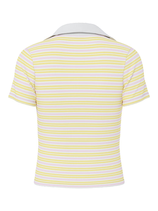 Pieces - Pcjayjay Ss V-Neck Polo Top Fsy - 4961818 Pale Banana Pink Tulle/White Skjorter 