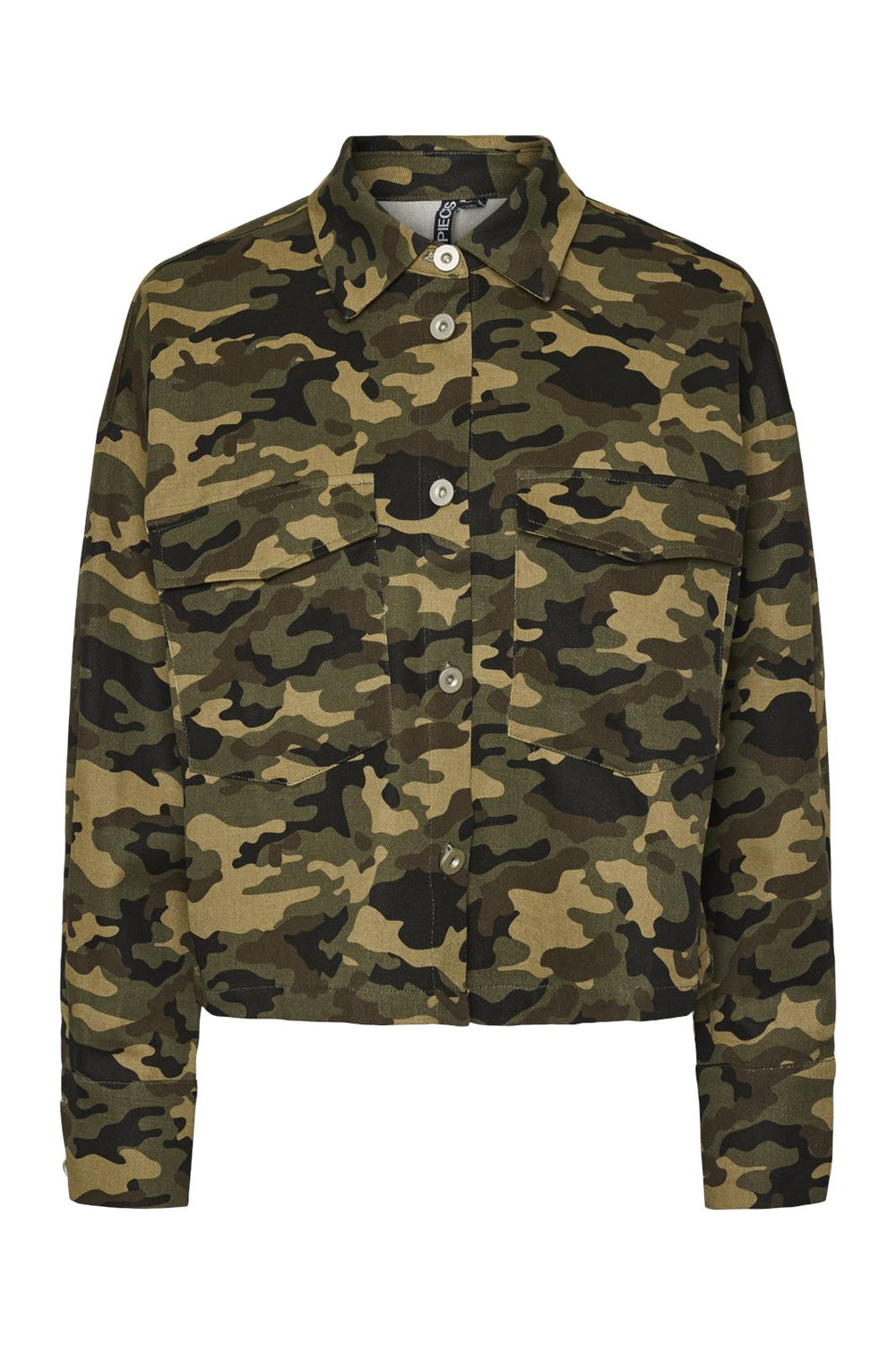 Pieces - Pcjessica Ls Shirt Jit - 4640732 Burnt Olive Camouflage Print