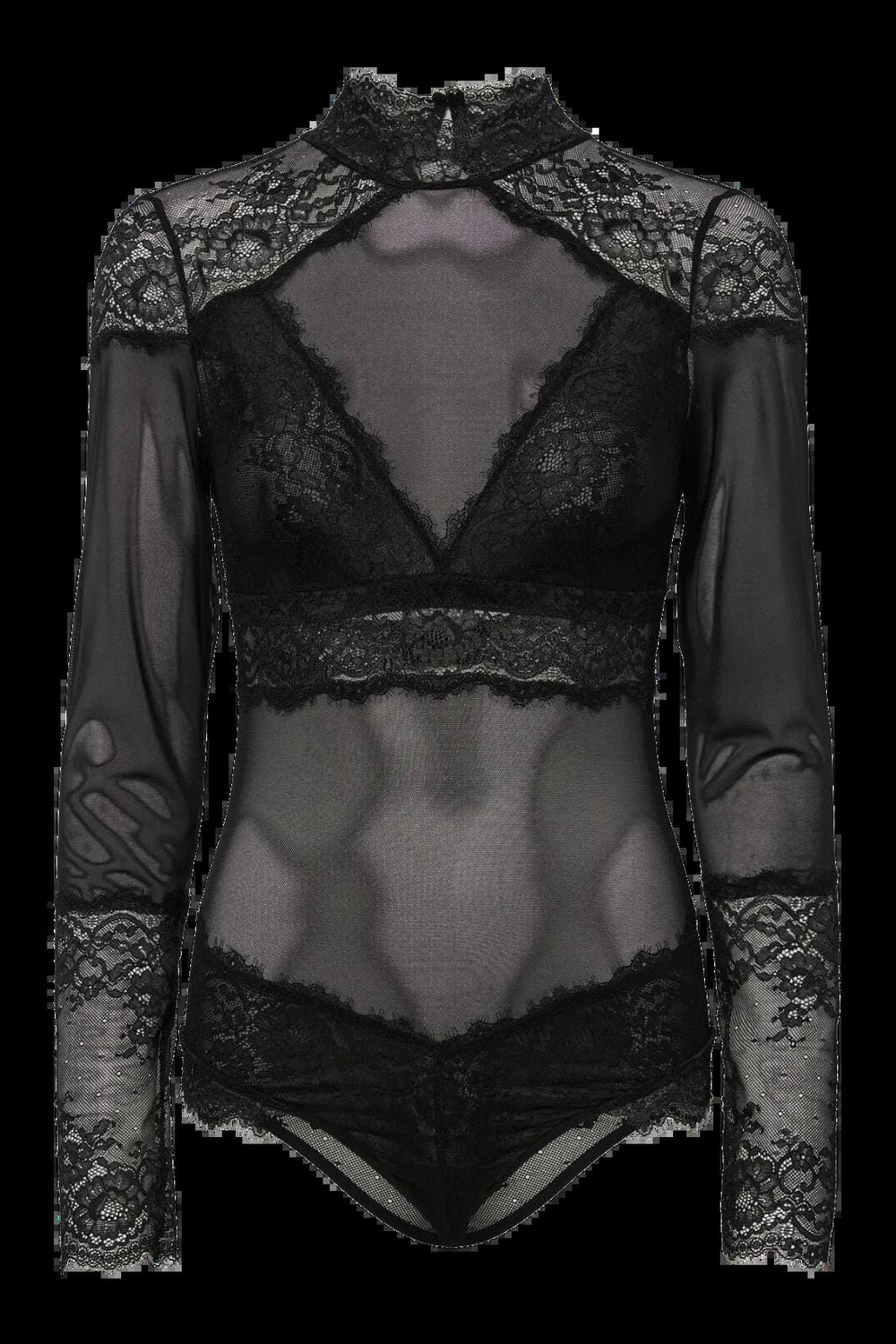 Pieces - Pcjora Xmas High Neck Ls Bodystocking - 4837712 Black Bodysuits 