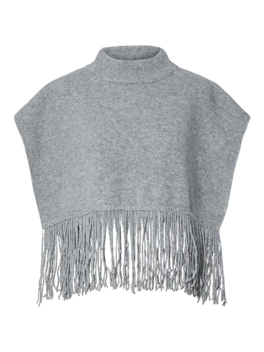 Pieces - Pcjulle Poncho - 4835307 Light Grey Melange Ponchoer 
