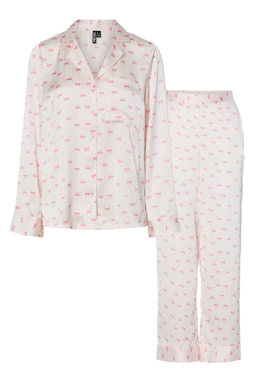 Pieces - Pcjytte Xmas Satin Night Set - 4832641 Pinkesque Bow Nattøj 