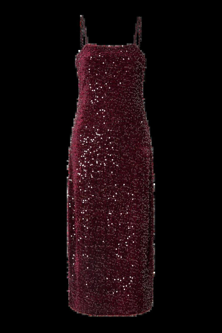 Pieces - Pckam Sl Ankle Slip Dress - 4883179 Tawny Port Tawney Port Sequins Kjoler 