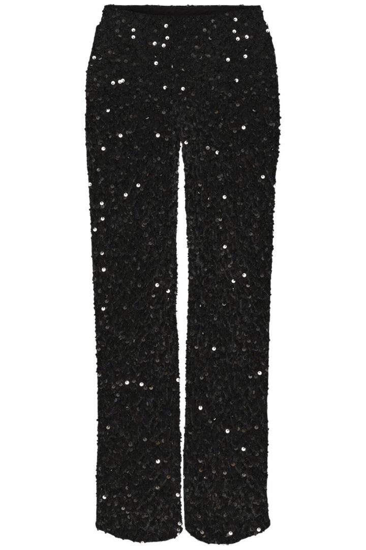 Pieces - Pckam Wide Pant - 4617668 Black Black Sequins Bukser 