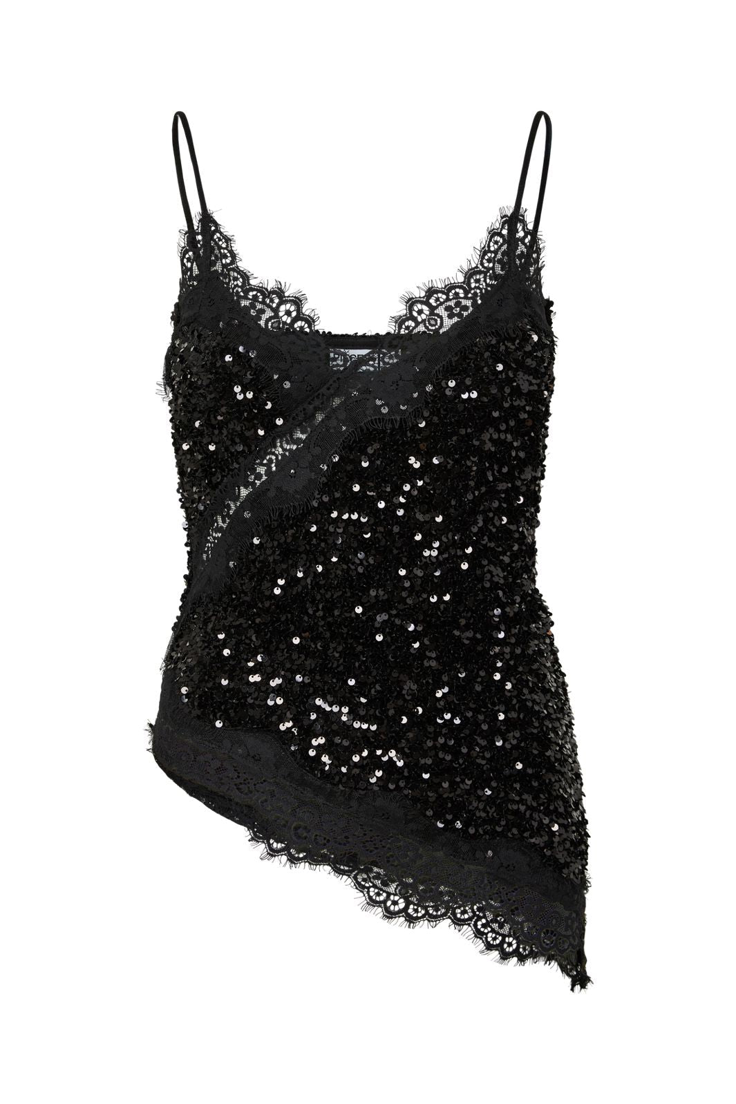 Pieces - Pckammy Strap Lace Top - 5130914 Black Black Sequins