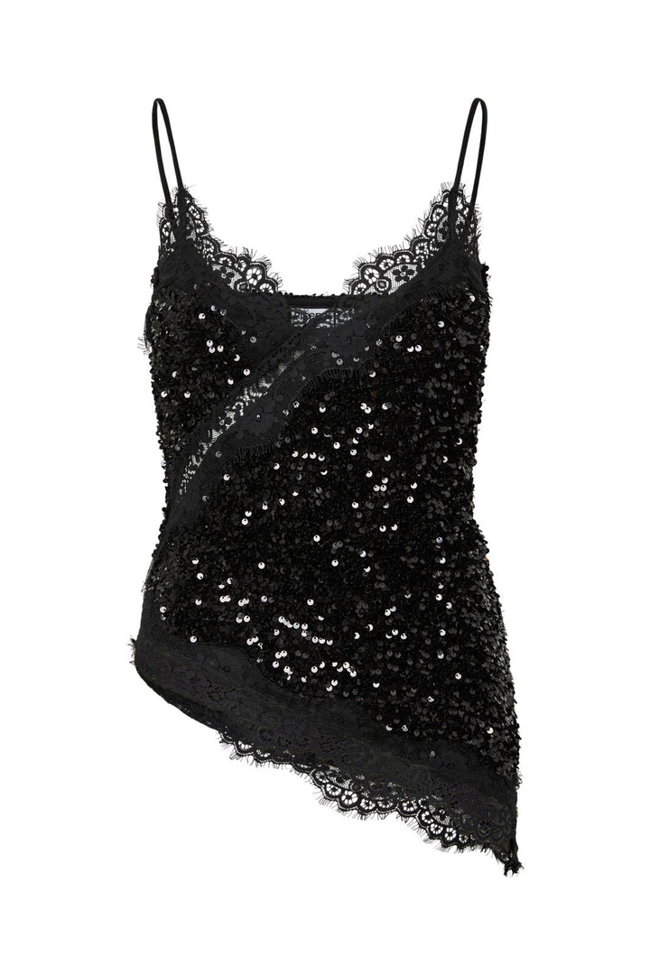 Pieces - Pckammy Strap Lace Top - 5130914 Black Black Sequins