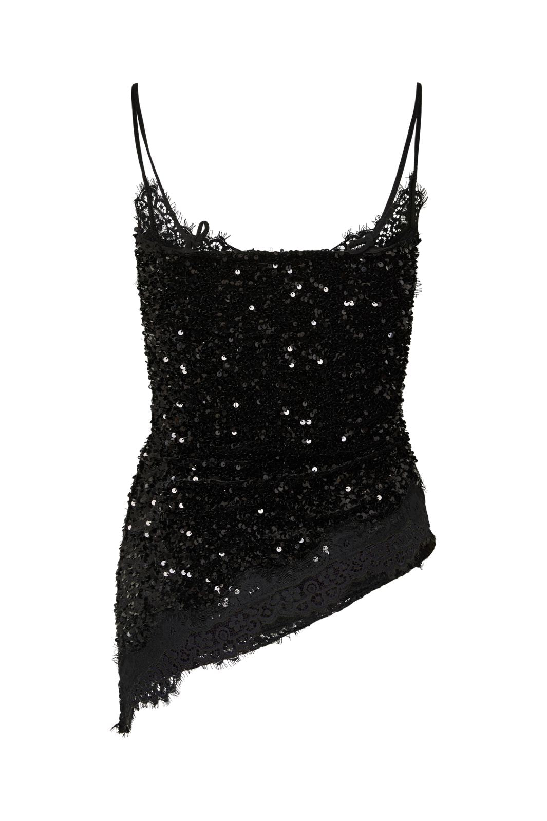 Pieces - Pckammy Strap Lace Top - 5130914 Black Black Sequins