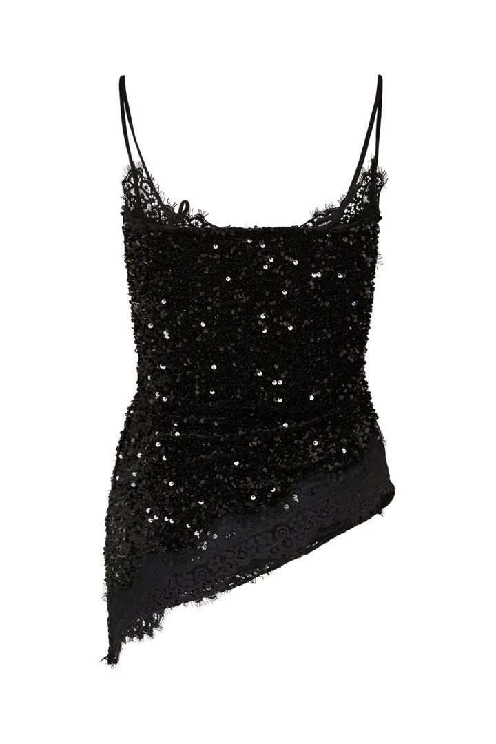 Pieces - Pckammy Strap Lace Top - 5130914 Black Black Sequins