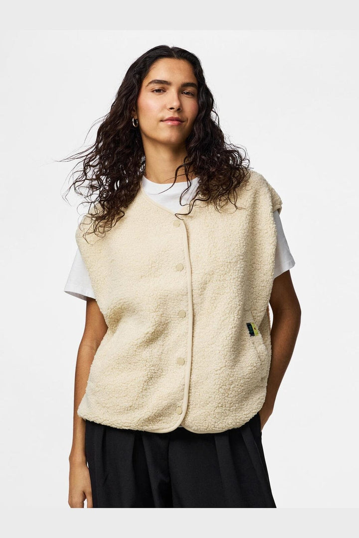 Pieces - Pckatty Teddy Vest - 4897815 Birch