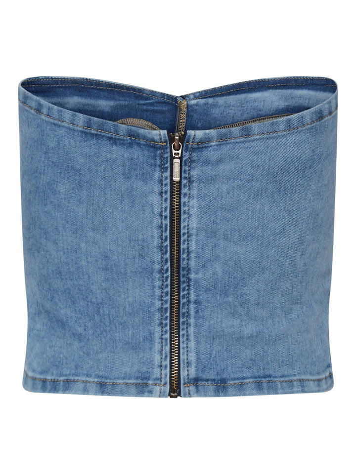Pieces - Pckiggy Corset - Light Blue Denim Toppe 