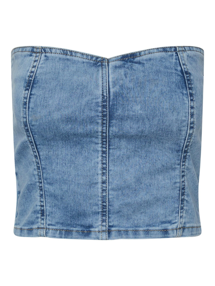 Pieces - Pckiggy Corset - Light Blue Denim Toppe 