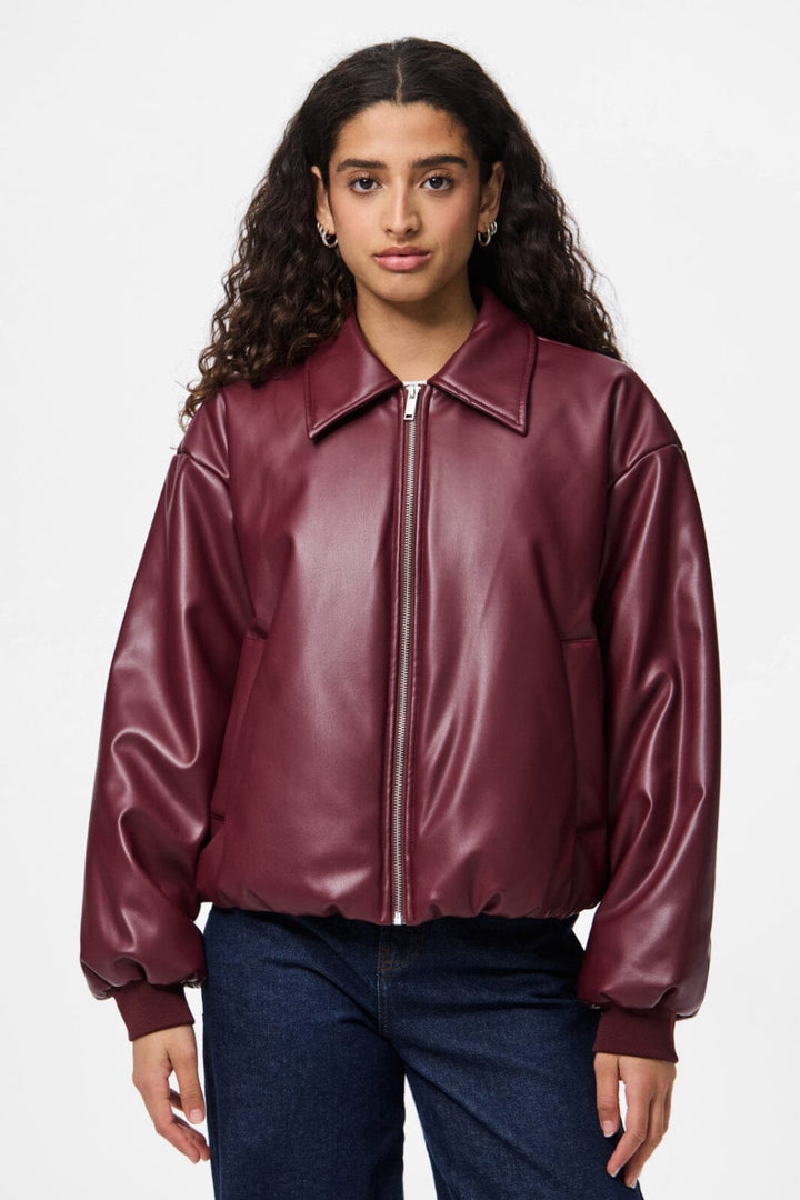 Pieces - Pclara Padded Coated Bomber Jacket - 4948870 Tawny Port Jakker 