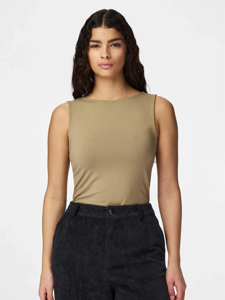 Pieces - Pclula Sl Reversible Tanktop - 4897665 Greige Tank Top 