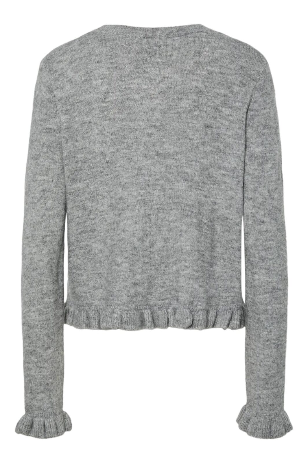 Pieces - Pclydia Ls Frill Knit Cardigan Fsy - 4912609 Medium Grey Melange As Sample