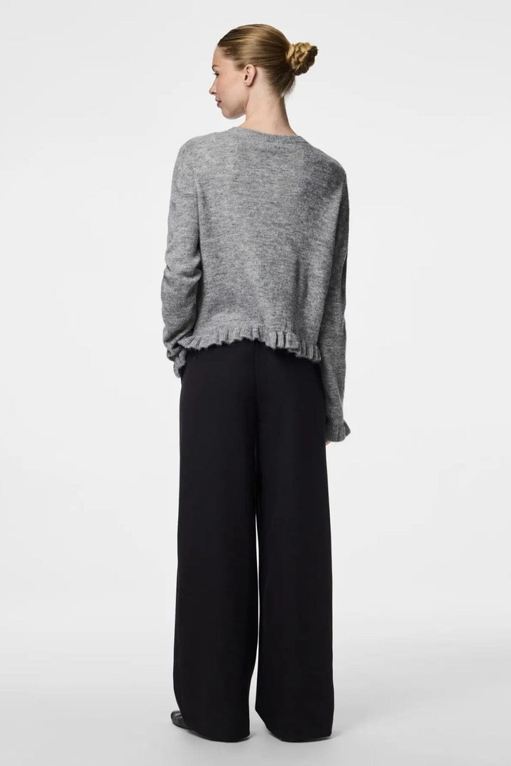 Pieces - Pclydia Ls Frill Knit Cardigan Fsy - 4912609 Medium Grey Melange As Sample