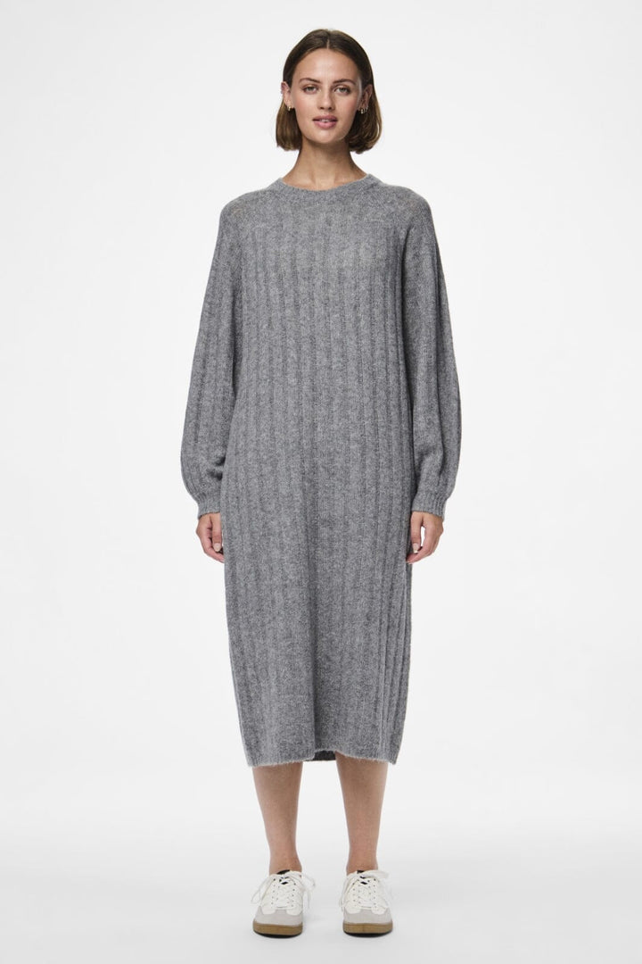 Pieces - Pcmaggy Ls Knit Dress - 4542705 Medium Grey Melange