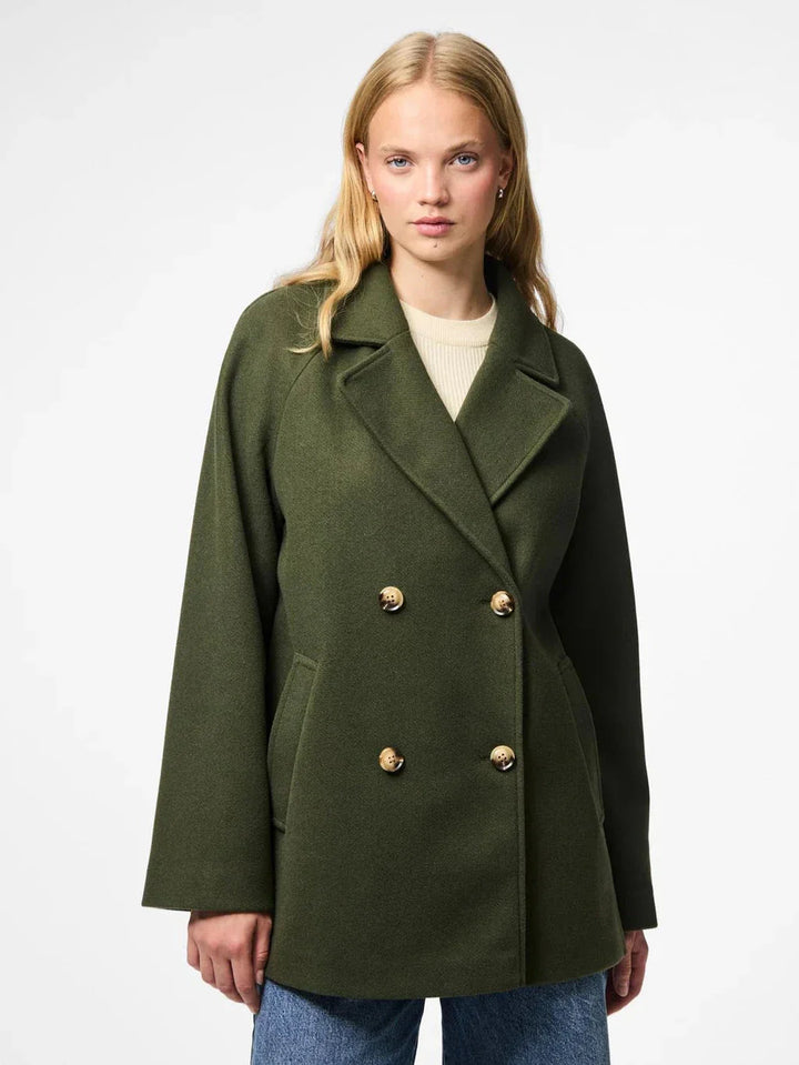 Pieces - Pcmarbel Coat - 4804036 Forest Night Frakker 