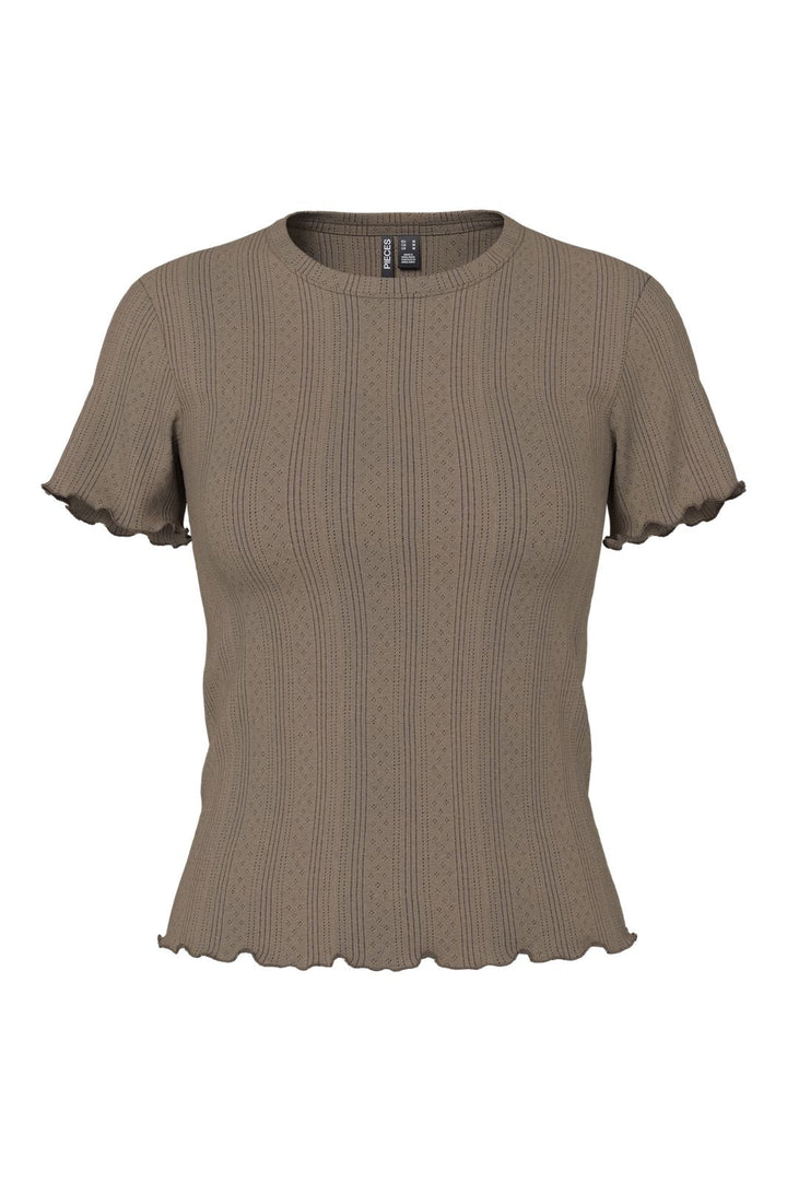 Pieces - Pcmarie Ss O-Neck Poin Top - 4803618 Morel