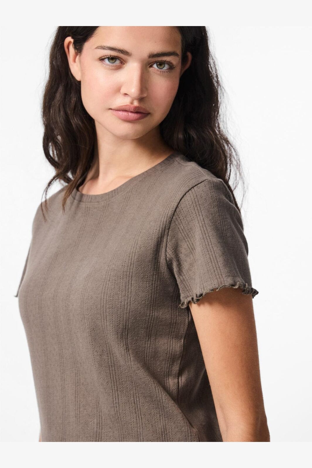 Pieces - Pcmarie Ss O-Neck Poin Top - 4803618 Morel