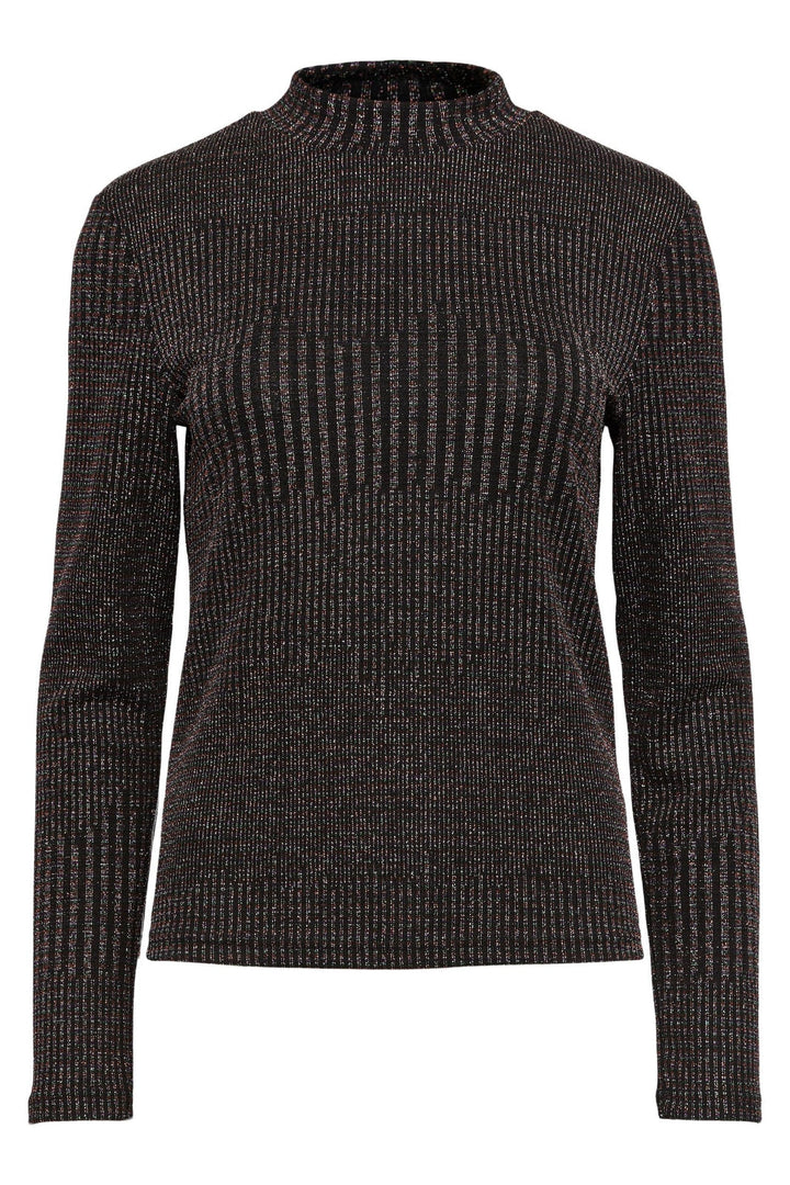 Pieces - PcMary Ls Top - Black Detail Glitter Bluser 