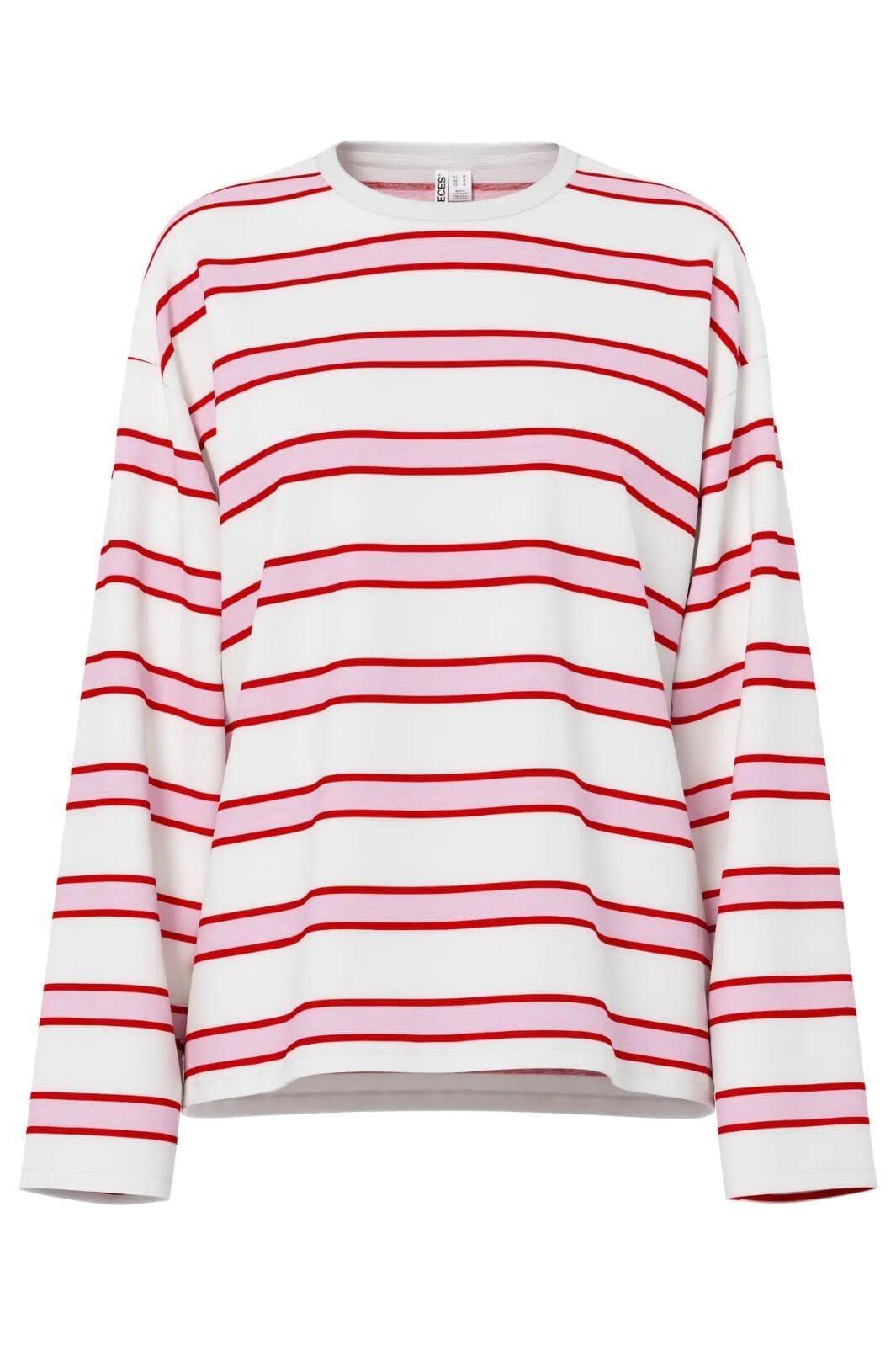 Pieces - Pcmila Ls Loose Tee - 4902153 Roseate Spoonbill Adrenaline Rush/Cloud Dancer T-shirts 