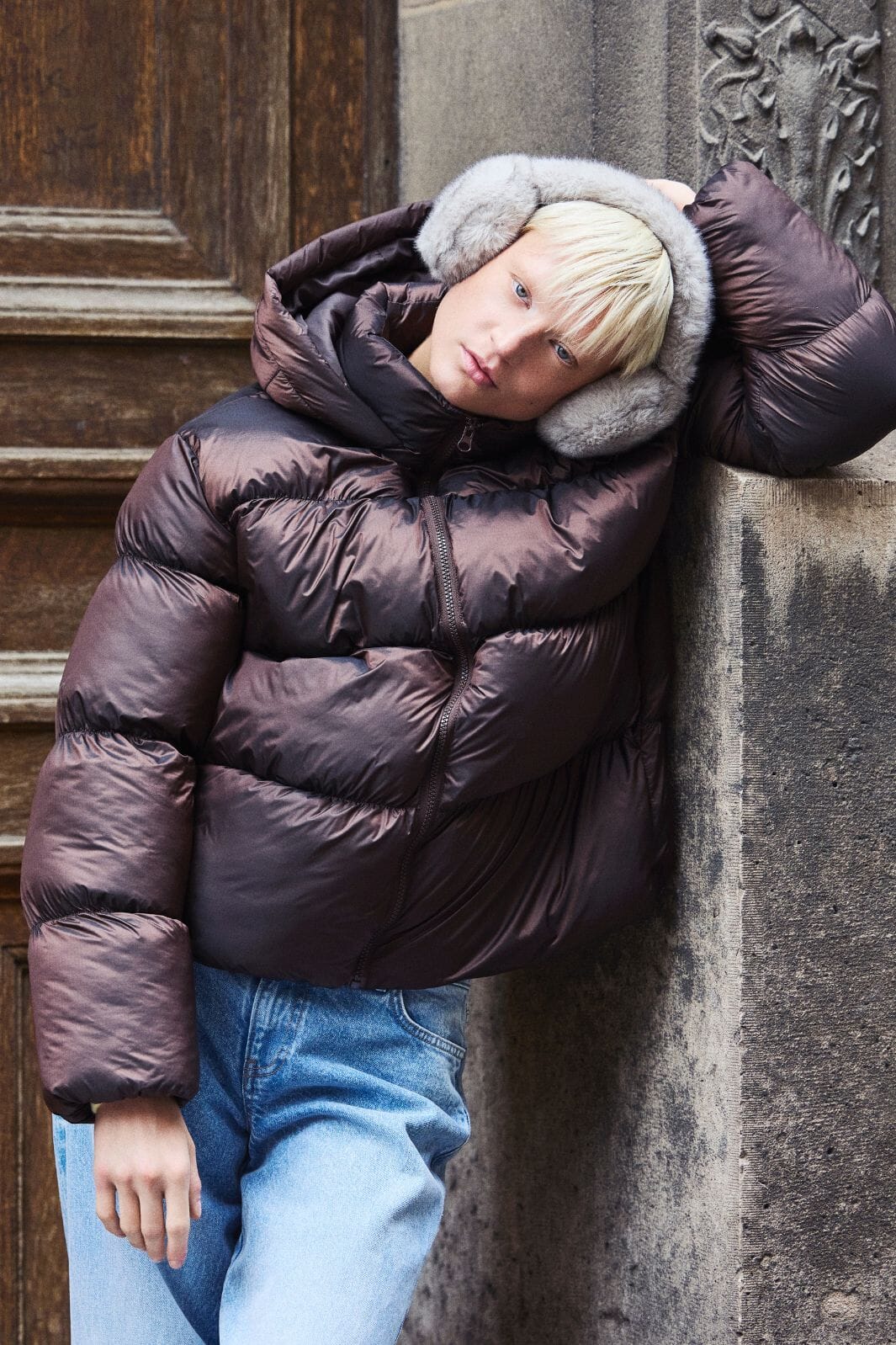 Pieces - Pcmilla Shiny Puffer Jacket W. Hood - 4888327 Hot Fudge Jakker 