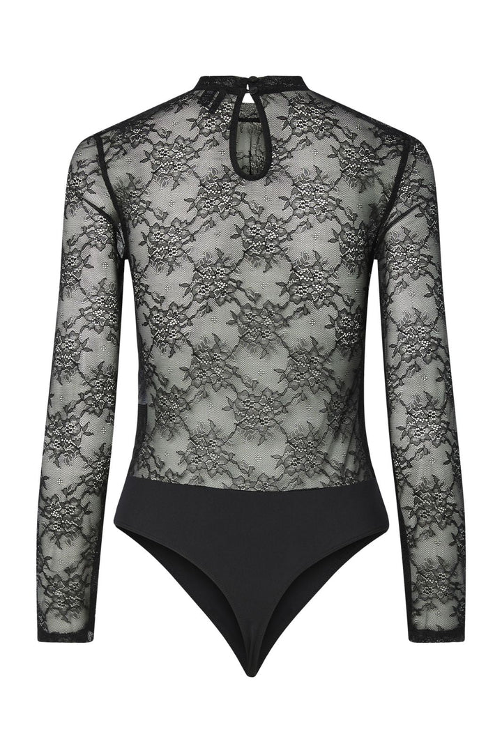 Pieces - Pcmilly Ls Lace Bodystocking - 4803127 Black